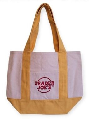 Trader Joe's Mini Canvas Tote Yellow White NWT Viral Hard To Find